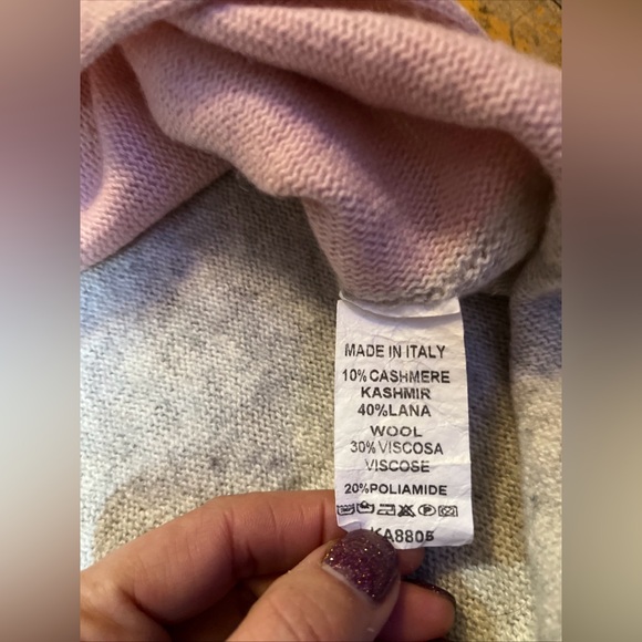 Cashmere Blend Women’s Sweater Made in Italy Two Toned Pink/Grey Size L - Picture 6 of 7
